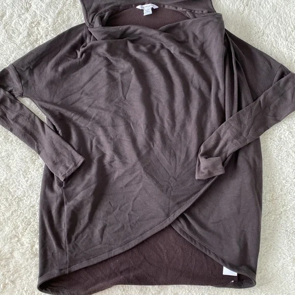 ❤️ Athleta Purana Wrap Sweatshirt Hoodie Dark Brown Size XXS NWT